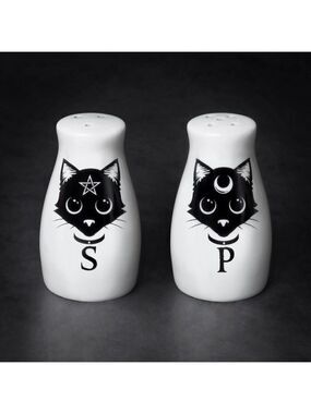New! Alchemy Of England Black Cats Salt & Pepper Set